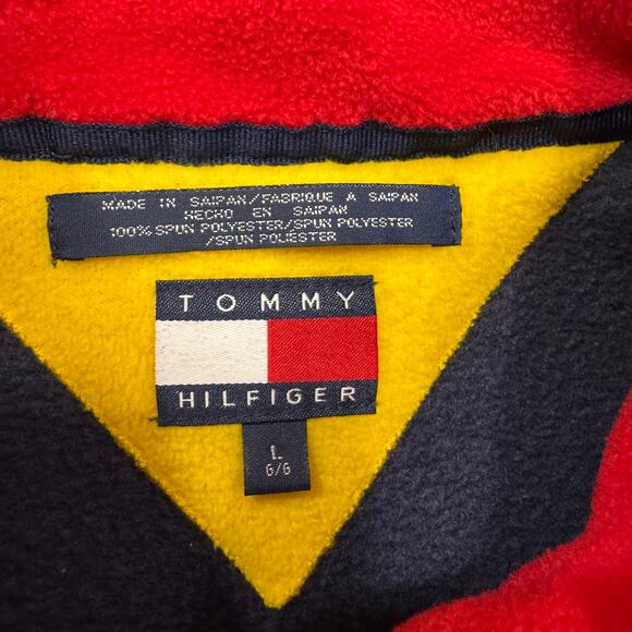 Vintage Tommy Hilfiger 1/4 Zip Fleece Men's Large Blue 90s Rap Hip Hop Preppy - Picture 4 of 6